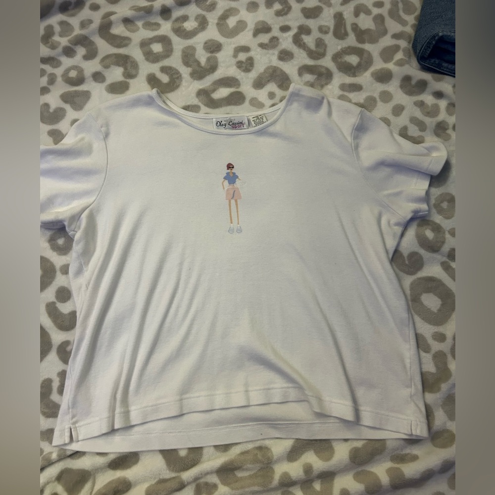 white baby tee size XL tennis girl